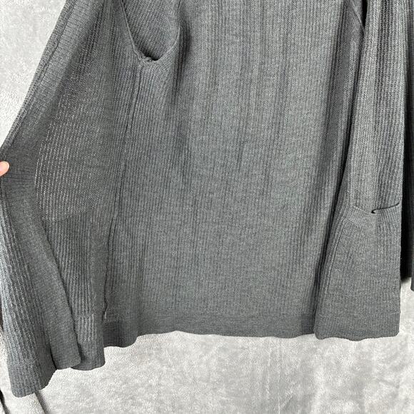Eileen Fisher Cardigan M Gray Linen Blend Waffle Open Front Pockets Quiet Luxury - Picture 8 of 11